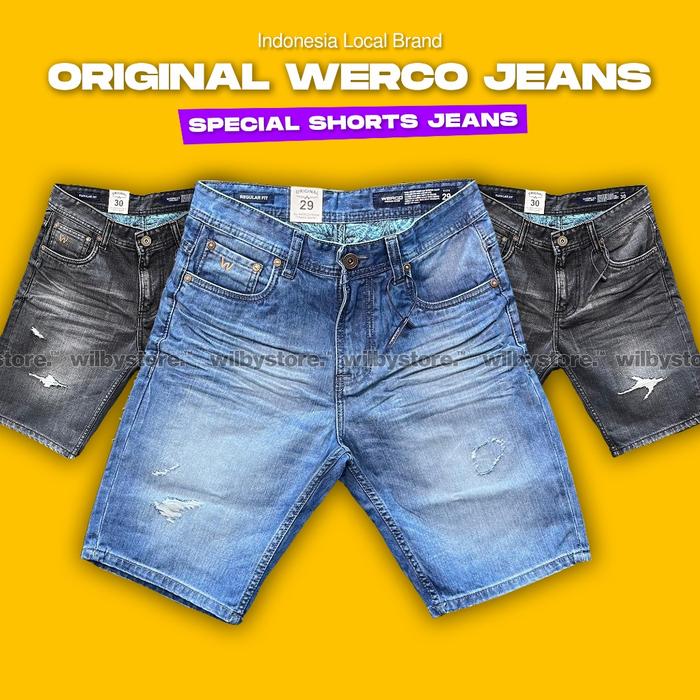 Original Werco Jeans | Celan Jeans Pendek Pria | Polos Denim Distro Slimfit