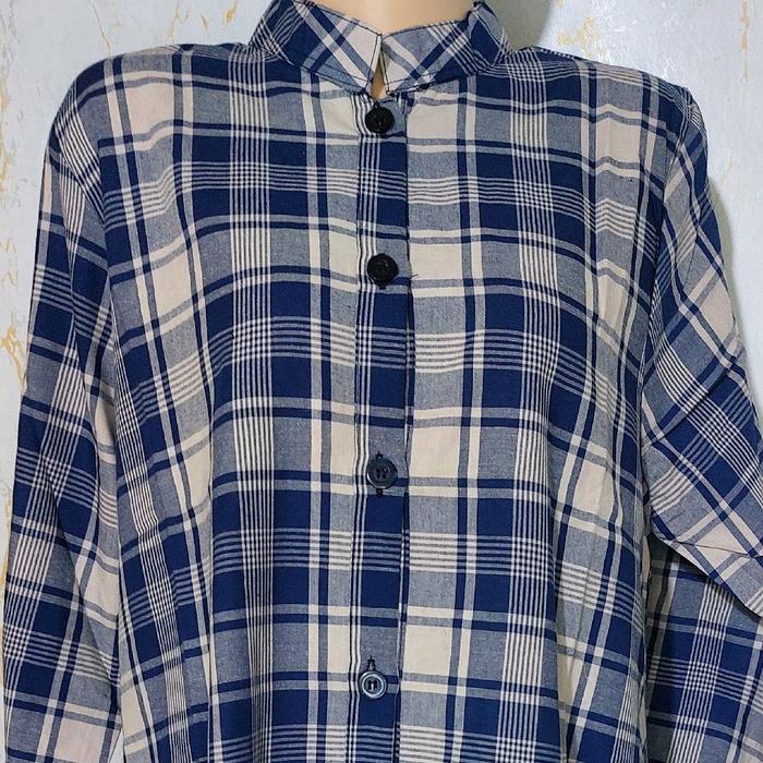 kemeja tunik kotak kotak bahan katun tersedia ukuran L & L5(Jumbo)