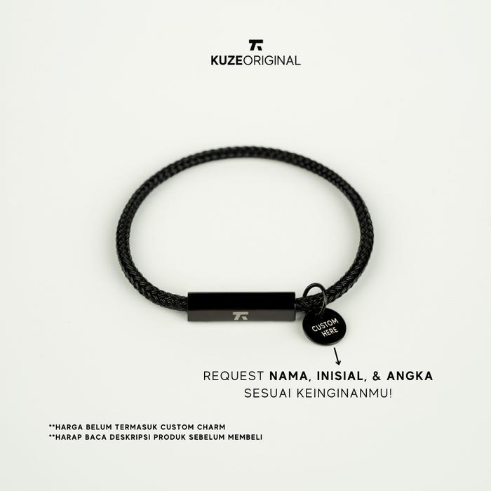 Kuze Original Gelang 316L Stainless Steel Collection-Berkley Bracelet Hitam & Silver Anti Karat Aman