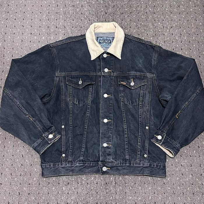 Dog Cigar Vintage Boxy Denim Trucker Jacket Corduroy Collar not Carhartt, Stussy, Deus Ex Machina, L