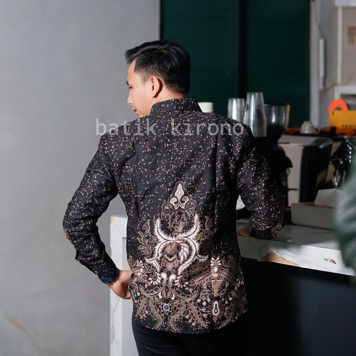 Baju Batik Kerja Pria Cowok Lengan Panjang Modern Kasual Formal Premium SlimFit Motif GEGOT MOCA