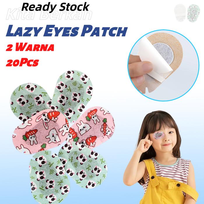 20Pcs/Set Lazy Eyes Patch Plester Penutup Mata Breathable Sekali Pakai Plester Penutup Mata Terapi A