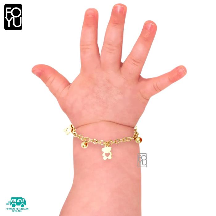 FOYU - GELANG BAYI TITANIUM GELANG TANGAN BAYI PEREMPUAN 6-12 BULAN MODEL BEAR UKURAN 12 CM TERMURAH
