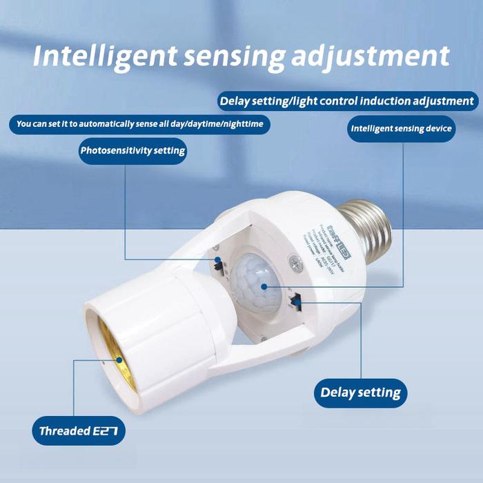MalakuMall | Fitting Lampu PIR Sensor | Adjustable Timer E27 40W | Socket Bohlam Otomatis