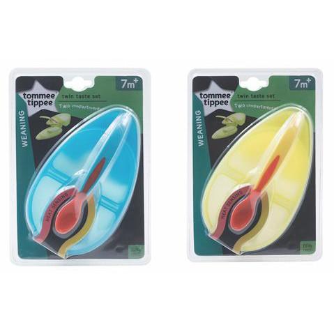 Mangkok Sekat Bayi+ Sendok Sensor Panas / Tommee Tippee Twin Taste Set