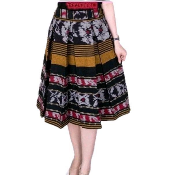 Rok Tenun Payung Rok Wiru Wanita Katun Santai Pendek Tenun Motif Rok Tenun Wanita Rok Bawahan Rok Na