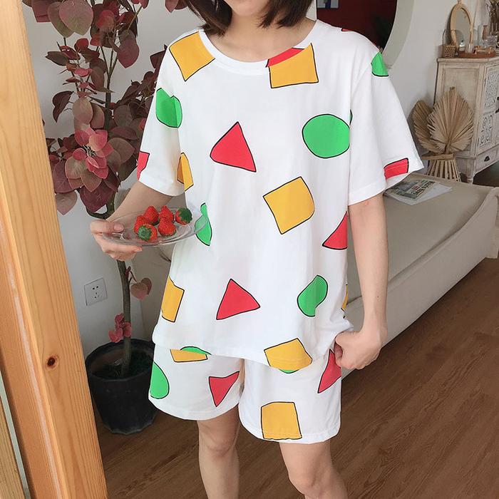 Pijama Sin Chan Man Pajama Sinchan Cotton Summer Short Sets Japanese Pajamas for Couples Man and Wom