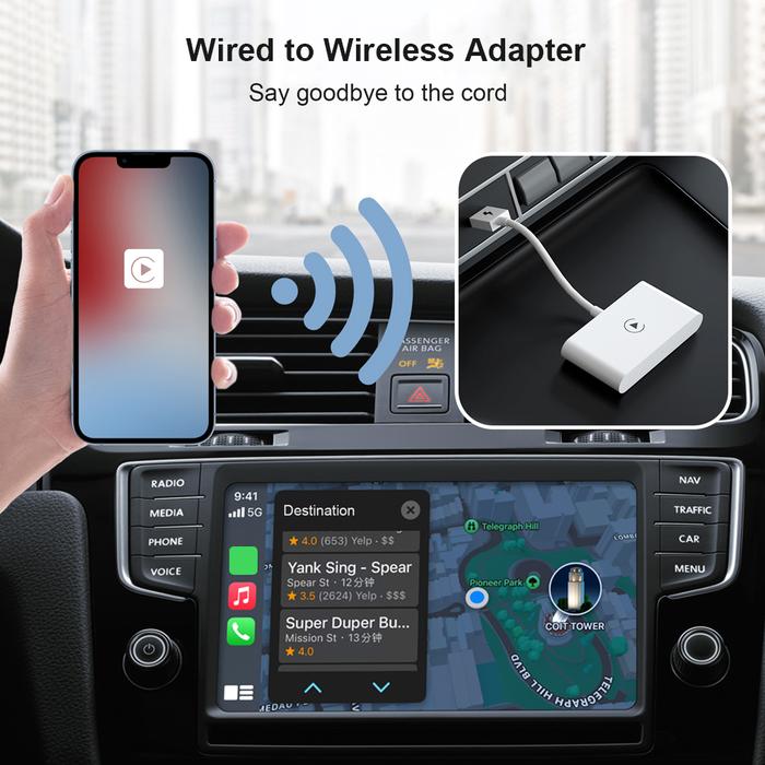 White Car AI Box Dual WIFI Wireless Receiver Bluetooth-compatible 5.0