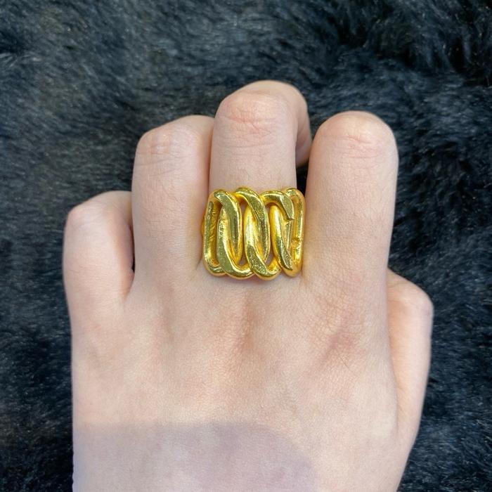 Cincin Emas Lapis 99 Motif Rantai Rapet 100ml (size 7)