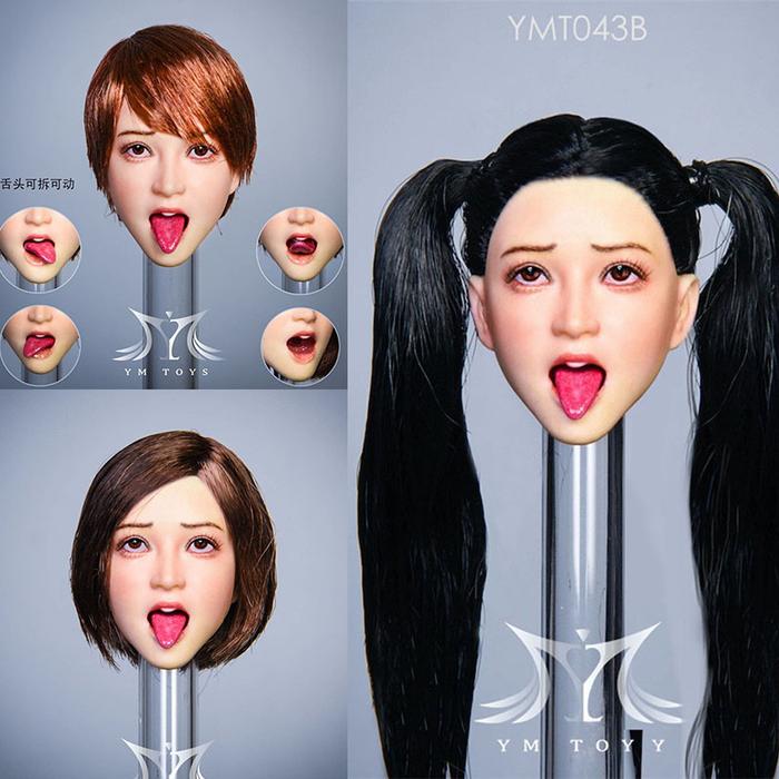 In Stock 1/6 Tongue Expression Female Head Sculpture YMTOYS YMT043