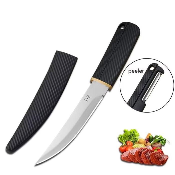 D2 Pisau Daging 2 in 1 Pisau Pemotong Peeler dan Pengupas Buah Pisau Serut Kipas Kupas 2in1 Grosir