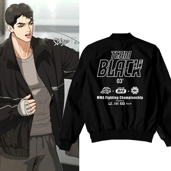 Jaket Team Black Pria Korean Printed Streetwear Coat Keren Parasut Varsity Jacket Cosplay JINX Joo J
