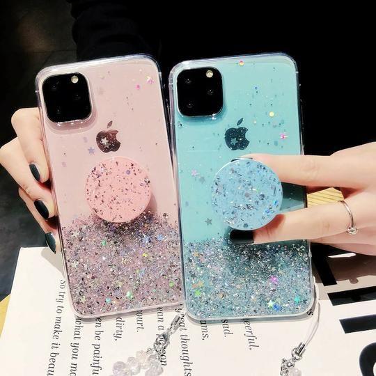 Case SAMSUNG NOTE 20 NOTE 10 PLUS Glitter Jelly With Pop socket
