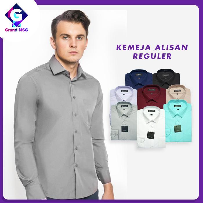 ALISAN Kemeja Pria Polos REGULAR Lengan Panjang Baju Atasan Kerja Cowo Alisan Formal Original Hitam 