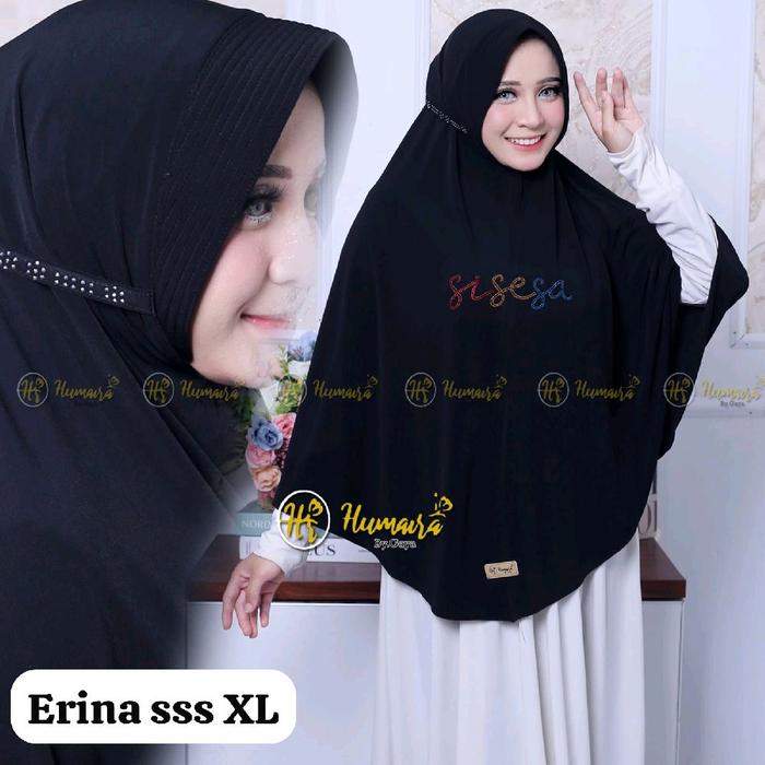 irma Hijab Erina sss XL - Hijab Syari Hitam dengan Detail Embroidery Elegan dan Nyaman untuk Sehari-