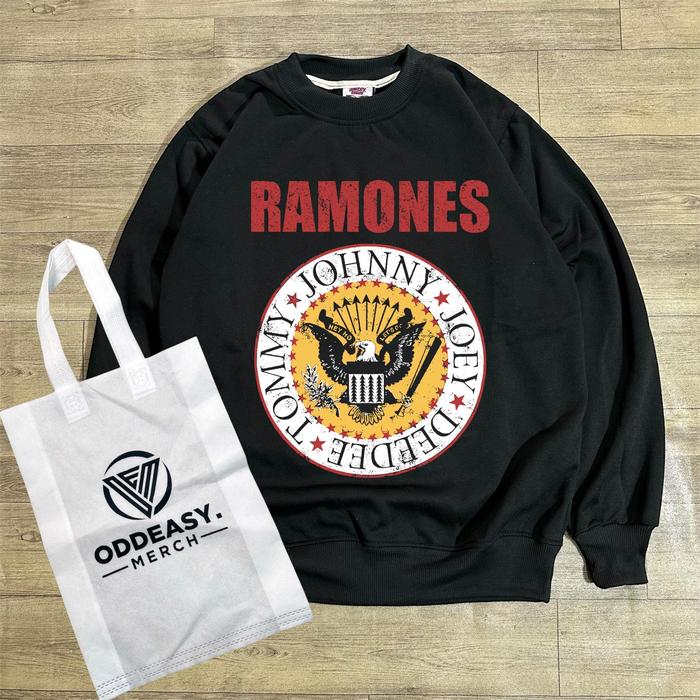 Crewneck Sweater Ramones Heyho free bag Pria Wanita Tebal Distro Hoodie Sweatshirt Unisex Fleece Hit