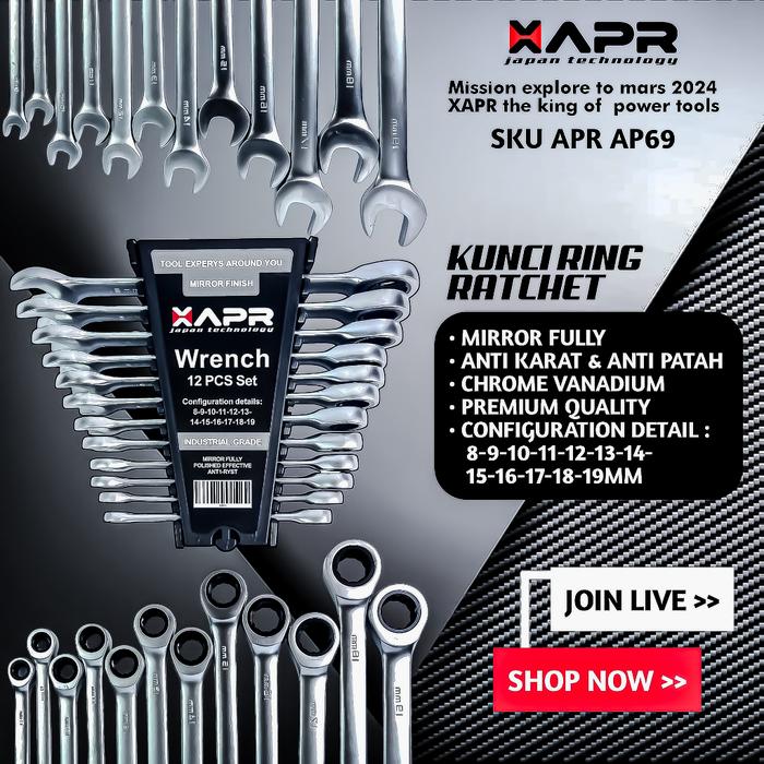 Kunci Ring Pas Rachet Apr Japan Ap69 Garansi 5Thn 8Mm - 19Mm