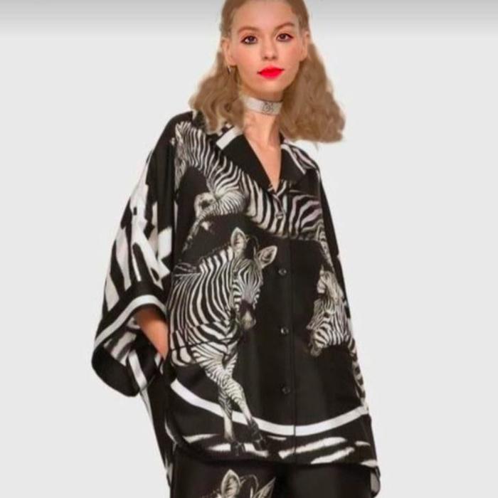JUMBO 70kg - 100 KG bahan melar YM yimie fashion setelan oneset || crt 1022 - set zebra bathwing & c