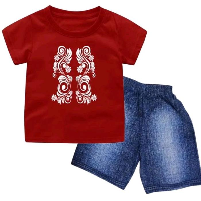 Setelan kaos Anak KOKO(4)RAMADHAN Celana Semi Jeans Terbaru motif Koko Edisi ramadhan