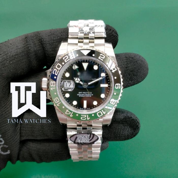 SPRITE//GMT 3285//jam tangan pria automatic//CLEAN// kaca saphire box fullset jumpinh hour Bezel cer