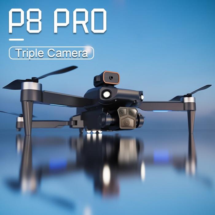 P8 PRO Brushless Drone 4K Professional HD Triple Camera Obstacle