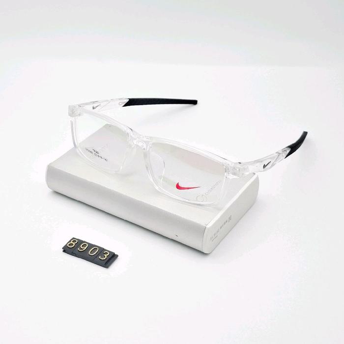 Kacamata Nike 8903 dengan Desain Transparan dan Logo Merah