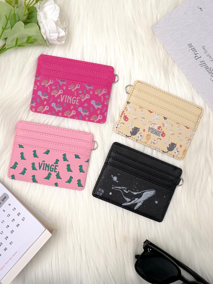 VINGE LEIF Card Holder Dompet Kartu Custom Gambar Animal Pattern Kulit Tempat Kartu E Money ATM Pria