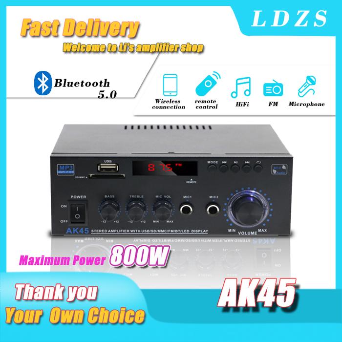 AK45 HiFi Digital Bluetooth Audio Amplifier MP3 Channel 2.0 Sound Power AMP stereo Home Automotive C