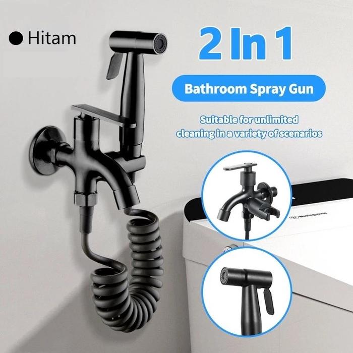 1 Set Jet Shower Kloset/Kran Cabang Shower Stainless/Jet Washer Toilet/Kran Closet Duduk/Kepala Jet