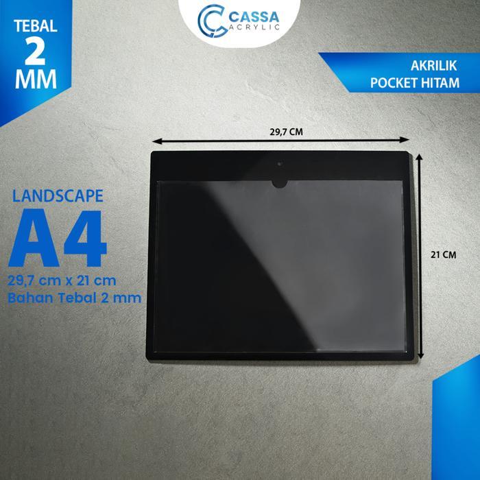Tempat Brosur Dinding A4 Akrilik Pocket Hitam
