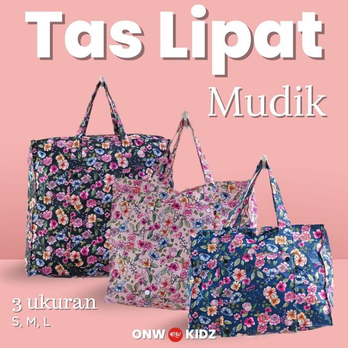 Tas Travel Totebag Shoulder Tote Bag Koper Laundry Mudik Bahu Lipat Wanita Bahan Parasut Ukuran Besa