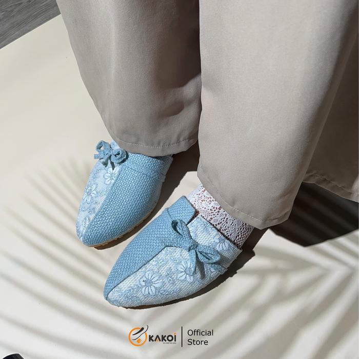Kakoi Flowery Sepatu Wanita Slip On Model Kekinian Gemas Hitam - Kerja Flat Kasual Shoes Tampil Cant