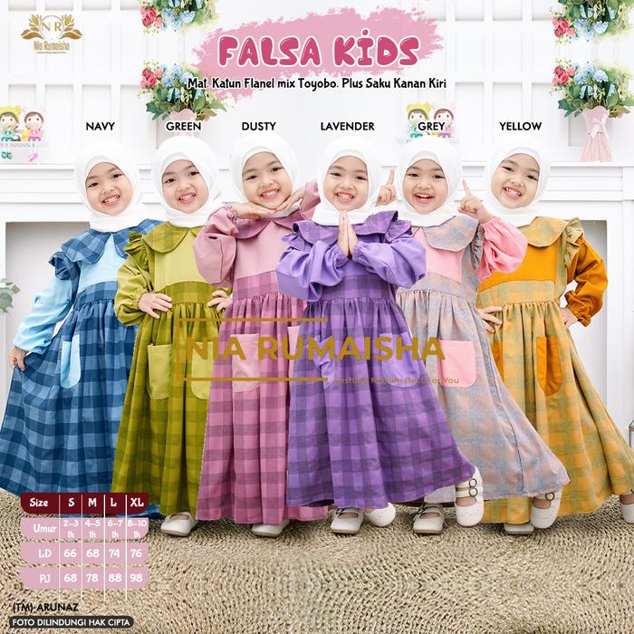 Gamis Anak  Muslim Lucu Kotak-Kotak Cantik Katun || Falsa Kids & Khilafah Kids By Nia Rumaisha Nyama