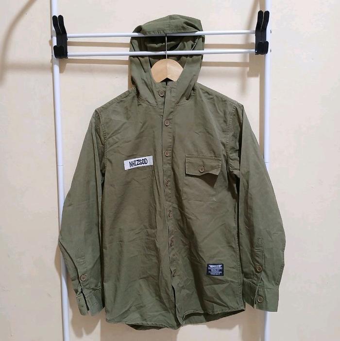 Neighborhood x Izzue Plus Olive Green Longsleeve Shirt With Hoodie Original