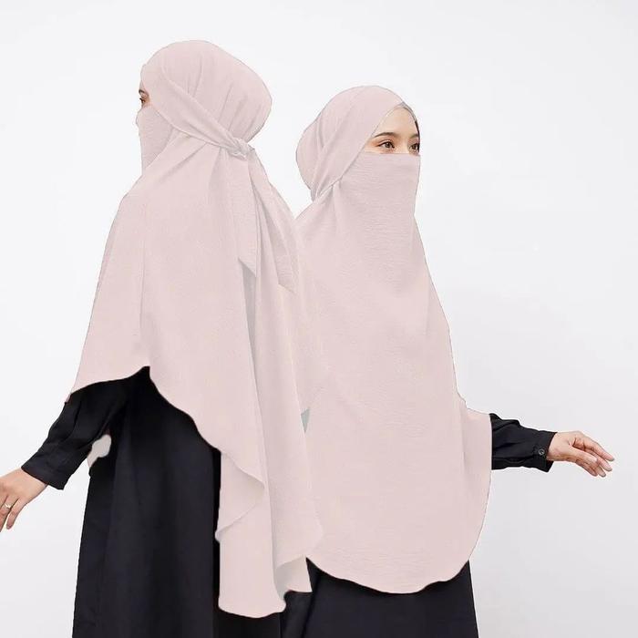 𝔸.𝕀  Khimar Inara Cadar 2in1 Jilbab Wanita 2 Fungsi Bahan Crinkle Premium Ukuran 85cm x 125 cm Phasm