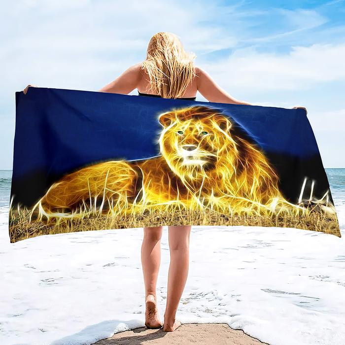 Beach Towel Fire Animal Microfiber Beach Towel, Sand Free Beach