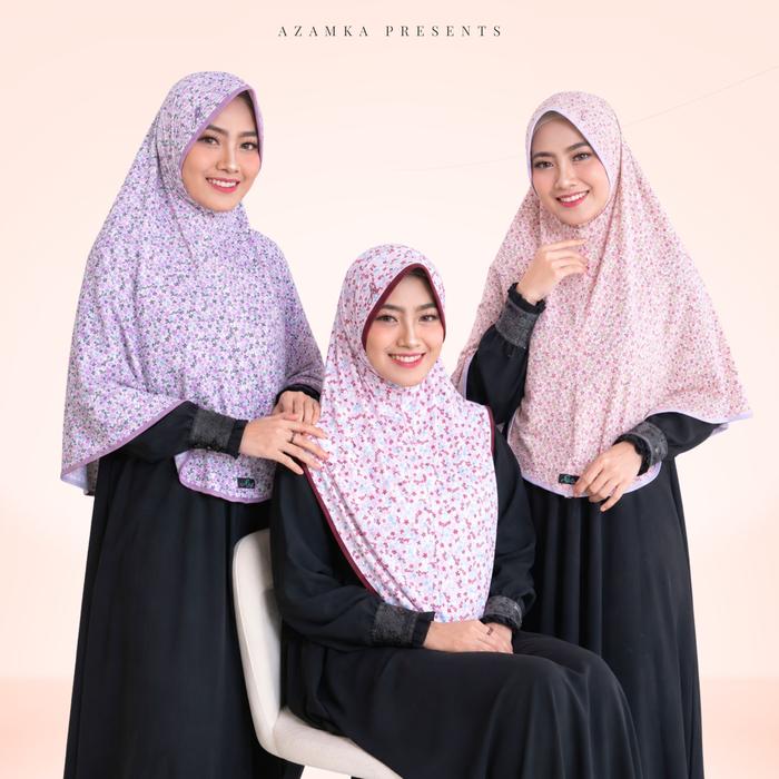 AZAMKA - Diana Bergo - Hijab Instan Motif Bunga & List Harian - Jilbab Jersey Pad Antem Nyaman Premi