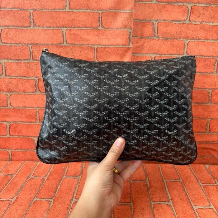 TAS HANDBAG PRIA WANITA GOYORD KULIT SECOND BRANDED HITAM / TAS CLUTCH PRIA WANITA GOYOR KULIT SECON