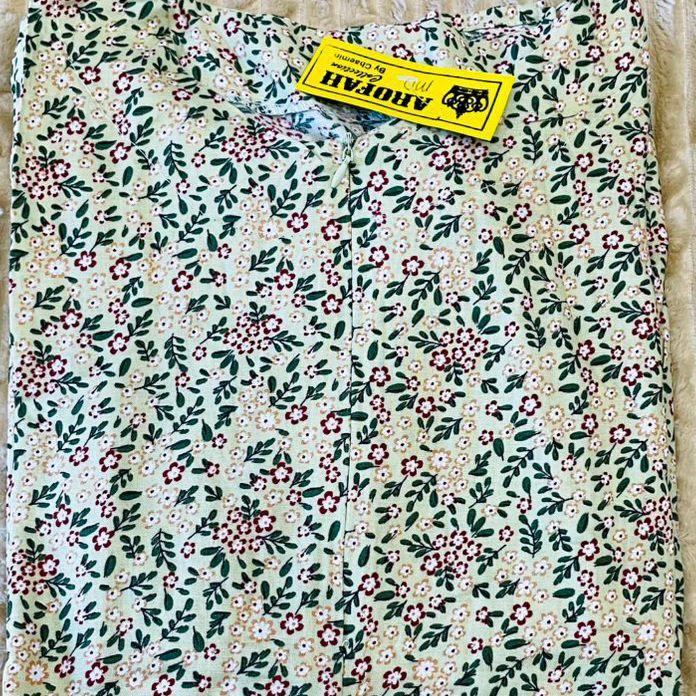 mini Dress gamis mini rayon rayon busui dres rayon lengan panjang motif kembang kecil Wanita