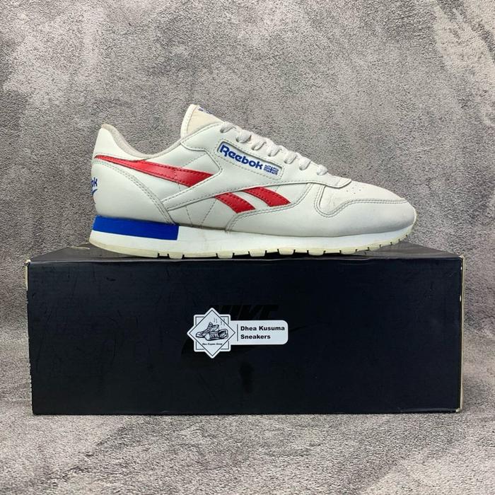 Sepatu Second Casual Reebok Classic Leather 'My Name Is - White Red Blue' Size 42 insole 27 cm Origi