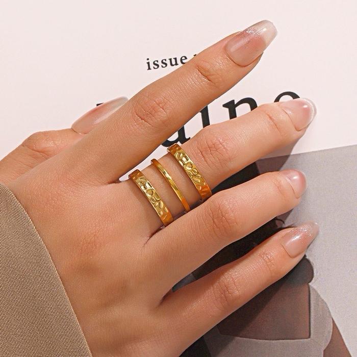 Cincin Titanium 3 Layar Corak kembang Dapat Disesuaikan S30