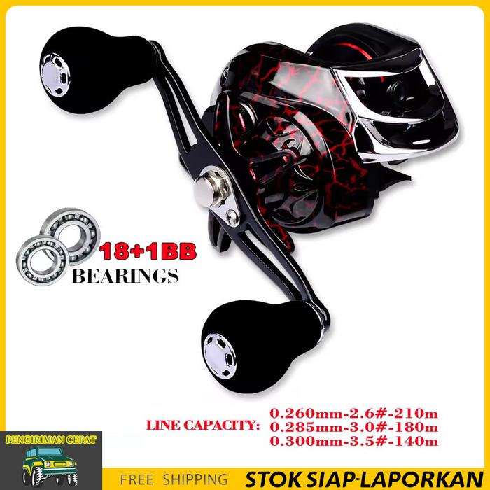 Reel BC HANDLE KIRI Baitcasting Penggulung Senar Pancing Tangan Kanan Kiri Rasio 7.2: 1 210g Drag Ba
