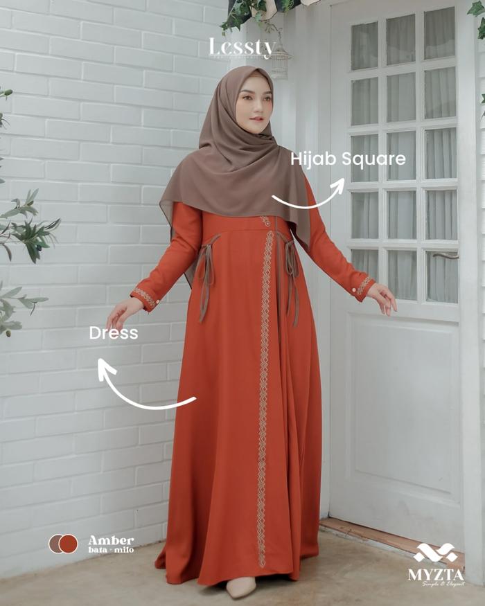 Gamis Lessty Series by Myzta Set Hijab Segiempat/Khimar