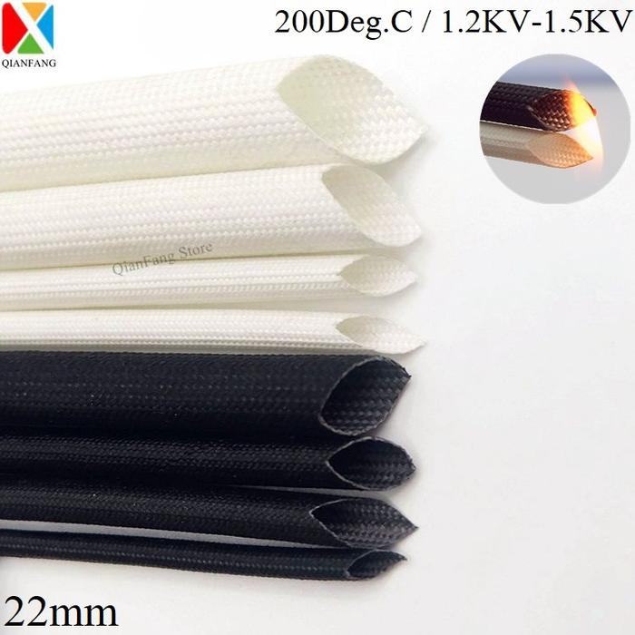 ID 22mm Fiberglass Cable Sleeve Insulation Soft Braided Chemical
