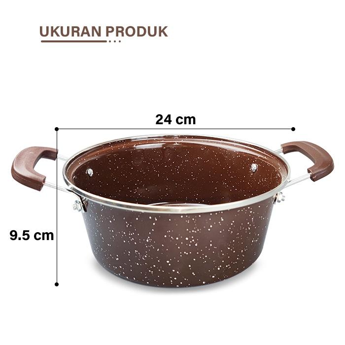 GM Bear Panci Sop Enamel 24cm 1384 - Panci Soup Wok Pan Enamel