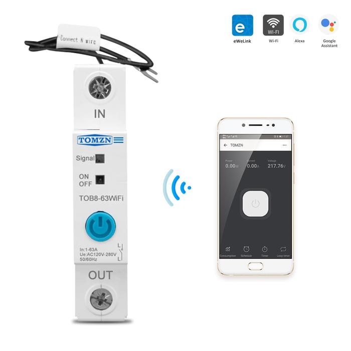 63A Ewelink Single Phase WIFI Smart Energy Meter Kwh Metering