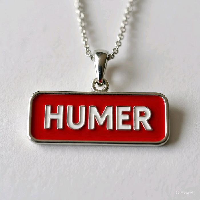 Kalung Liontin Motif Nama HUMER PUTIHAN dengan Desain Merah dan Logam Berkualitas Tinggi