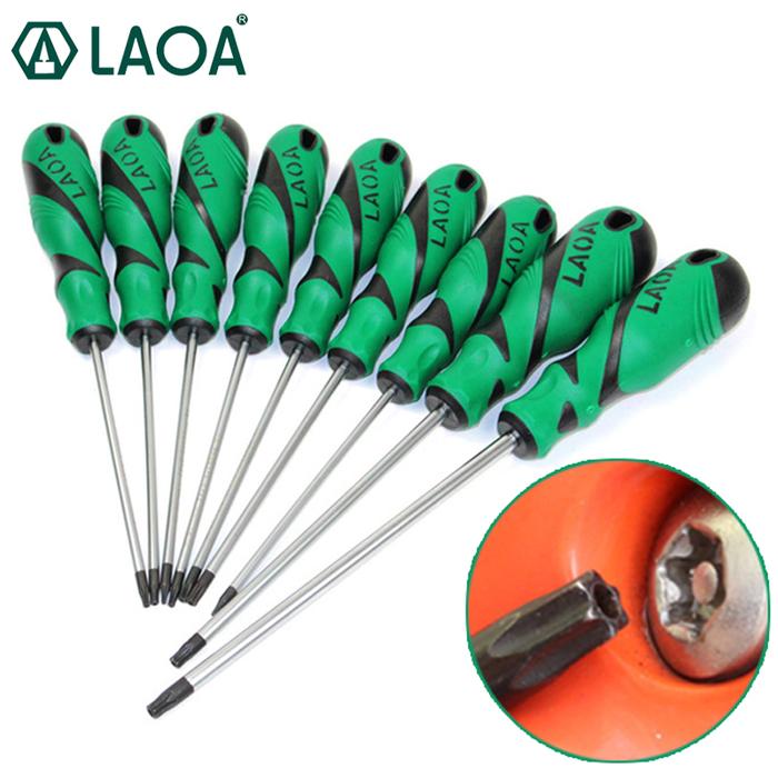 LAOA 9PCS Torx Screwdriver Set S2 Middle hole Torx Hexangular Screwdriver Bolt Driver Special Screwd