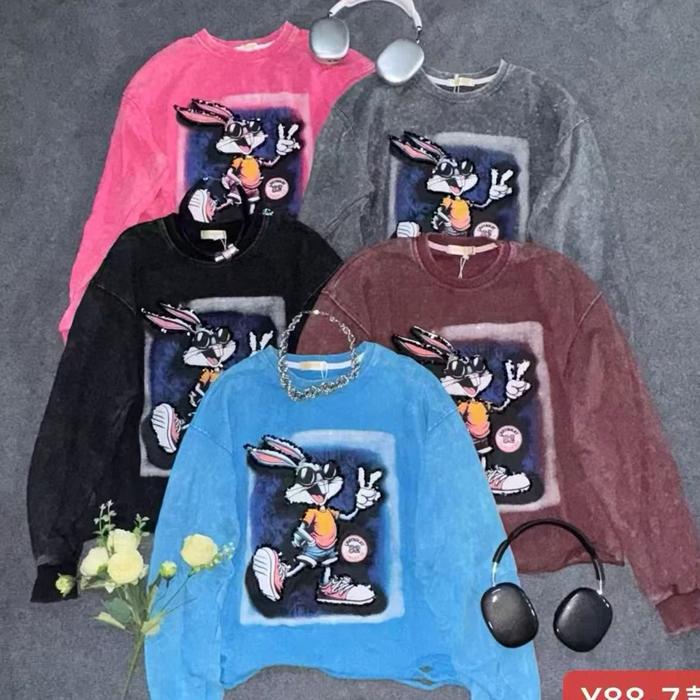 Sweater bunny ripped wash nyaman