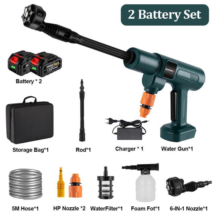 200Bar 3500W Brushless Electric High Pressure Washer 6 In 1 Car Wash Garden Water Gun Battery Spray 